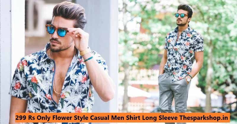 299 Rs Only Flower Style Casual Men Shirt Long Sleeve Thesparkshop.in